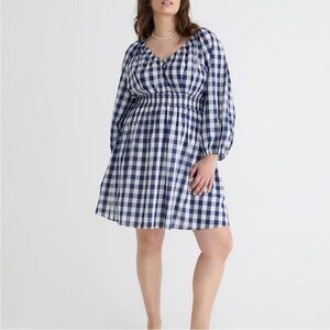 J Crew Blue and White Gingham Mini Dress size small